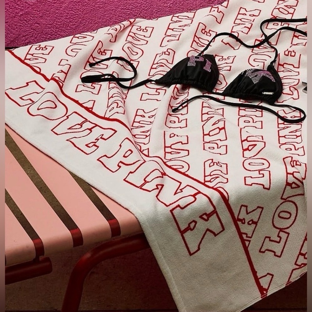PINK VICTORIAS SECRET LOVE PINK TERRY TOWEL - Picture 2 of 7
